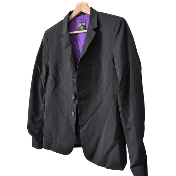 Vintage Jean Paul Gaultier Womens Blazer 10 Black 80s Lined Button Jacket Silk - Picture 3 of 15